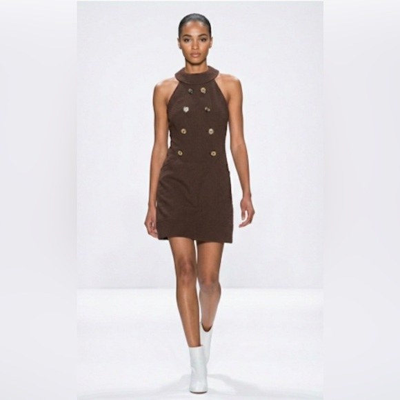 Milly Dresses & Skirts - Milly of New York Brown Textured Halter Double Breasted Mini Dress Size 2